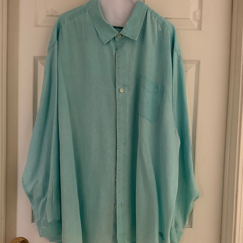 Tommy Bahama Mint Green Button-Up Linen Shirt